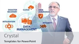  Presentation with data management - PPT theme consisting of data-management-concept-with-business background and a light gray colored foreground