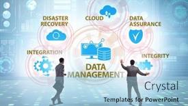  Presentation with data management - Presentation design with data-management-concept-with-business background and a light blue colored foreground