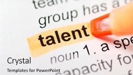  Presentation with talent - Audience pleasing slides consisting of data maning - orange marker on talent word backdrop and a white colored foreground