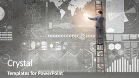  Presentation with businessman climbing the career ladder - Beautiful slide deck featuring data mining - businessman climbing ladder in global backdrop and a gray colored foreground