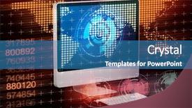  Presentation with computer - Audience pleasing slides consisting of data mining - computer screen in business concept backdrop and a teal colored foreground