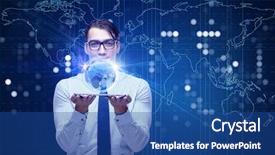  Presentation with data mining - Audience pleasing theme consisting of data mining - young businessman in global business backdrop and a ocean colored foreground