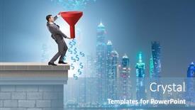  Presentation with monetization - Presentation design consisting of monet - data monetization concept with funnel background and a teal colored foreground