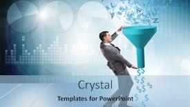  Presentation with monetization - Slide deck enhanced with data monetization concept with funnel and businessman background and a light blue colored foreground