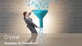  Presentation with monetization - PPT theme having data monetization concept with funnel and businessman background and a coral colored foreground