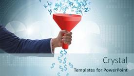  Presentation with monetization - Amazing slide set having data monetization concept with funnel and businessman backdrop and a light blue colored foreground