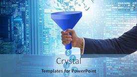  Presentation with monetization - Beautiful PPT theme featuring data-monetization-concept-with-funnel backdrop and a light blue colored foreground