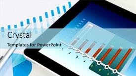  Presentation with digital pen - PPT layouts consisting of data monitoring - workplace with blank digital tablet background and a  colored foreground
