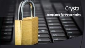  Presentation with black and gold mistletoe - Colorful PPT layouts enhanced with data privacy - closed golden padlock backdrop and a dark gray colored foreground
