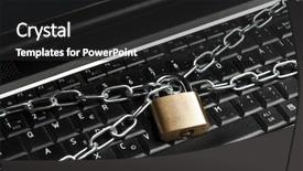  Presentation with data privacy - Beautiful presentation theme featuring data privacy - laptop locked extreme close up backdrop and a dark gray colored foreground