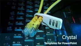  Presentation with data privacy - Beautiful presentation theme featuring data privacy - lock and network cable backdrop and a ocean colored foreground