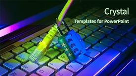  Presentation with data privacy - Cool new presentation with data privacy - lock and network cable backdrop and a tawny brown colored foreground