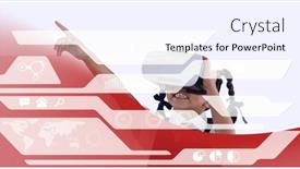  Presentation with computer processing - Slide deck having data-processing-over-school-girl background and a sky blue colored foreground