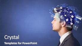  Presentation with data management - PPT layouts featuring data profiling - head full of reports background and a ocean colored foreground