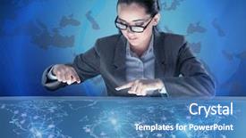  Presentation with social networks - Cool new PPT layouts with data profiling - woman in social networks concept backdrop and a teal colored foreground