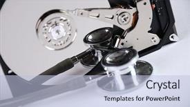  Presentation with recovery - Theme having data recovery - computer hard drive background and a  colored foreground