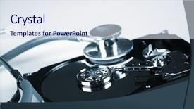  Presentation with equipment - Beautiful presentation featuring data recovery - computer hard drive backdrop and a sky blue colored foreground