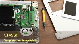  Presentation with computer repair - Amazing slide deck having data recovery - dismantled laptop and screwdriver backdrop and a tawny brown colored foreground