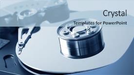 Presentation with hard disk drive - Presentation theme featuring data recovery - opened hard disk drive background and a  colored foreground