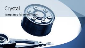  Presentation with hard disk drive - PPT layouts consisting of data recovery - opened hard disk drive background and a light blue colored foreground