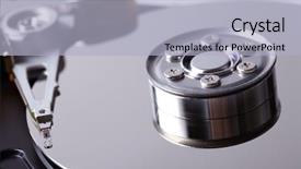  Presentation with hard disk drive - Slides featuring data recovery - opened hard disk drive background and a light blue colored foreground