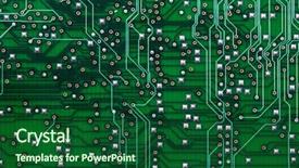  Presentation with electrical components - Presentation consisting of data recovery - printed green computer circuit board background and a forest green colored foreground