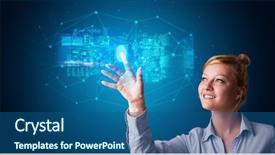  Presentation with personal data - Amazing PPT layouts having data representationin computers - woman accessing modern hologram personal backdrop and a ocean colored foreground