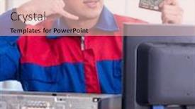  Presentation with restoration - Beautiful slide set featuring data restoration specialist repairing corrupt hard drive backdrop and a lemonade colored foreground