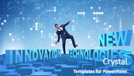  Presentation with iot agriculture technology concept man - Colorful presentation enhanced with data science smart networking - businessman in new technologies concept backdrop and a teal colored foreground