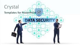  Presentation with data security - Presentation design enhanced with data-security-in-cybersecurity-concept background and a cool aqua colored foreground