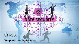  Presentation with cybersecurity - Presentation design featuring data-security-in-cybersecurity-concept background and a light blue colored foreground