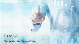  Presentation with server - Colorful theme enhanced with data server - businessman working with modern technology backdrop and a sky blue colored foreground