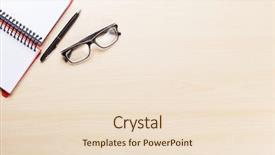  Presentation with office desk reception - Slide set consisting of data table - office desk workplace with notepad background and a lemonade colored foreground