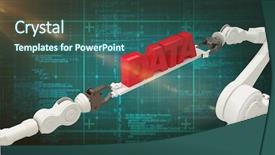  Presentation with robotic - Slides having data text over white background background and a ocean colored foreground