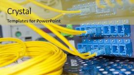  Presentation with data transfer - Presentation design with data transfer by optical fibre background and a yellow colored foreground