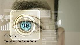  Presentation with recognition - Audience pleasing slides consisting of data visualization - close up of male eye backdrop and a mint green colored foreground