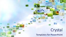  Presentation with collage - Audience pleasing theme consisting of data visualization - collage of images backdrop and a sky blue colored foreground