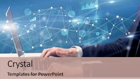  Presentation with database - Slide deck having database - businessman typing on laptop background and a coral colored foreground