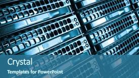  Presentation with data center - Presentation theme enhanced with database - data center with hard drives background and a ocean colored foreground