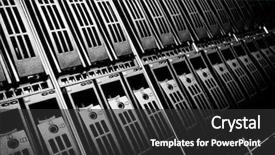  Presentation with data driven - Presentation theme enhanced with database - data center with hard drives background and a dark gray colored foreground