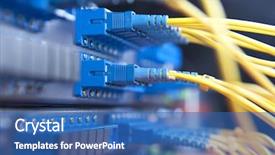  Presentation with server - Audience pleasing presentation consisting of database - fiber network server backdrop and a ocean colored foreground