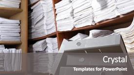  Presentation with archive - Slide set enhanced with database - folders and shelves with old background and a gray colored foreground