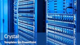  Presentation with server room - Slide set consisting of database - server room and data center background and a ocean colored foreground