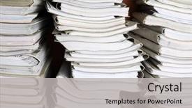  Presentation with archive - Colorful PPT theme enhanced with database - stacks of old folders backdrop and a light gray colored foreground