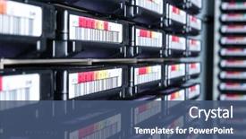  Presentation with data center - Theme with database - storage tapes in internet data background and a ocean colored foreground