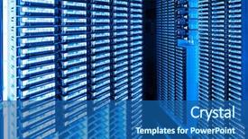  Presentation with data center - Presentation design enhanced with database - storage tapes in internet data background and a ocean colored foreground