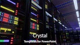  Presentation with digital farm - Beautiful presentation theme featuring database - working data center interior concept backdrop and a black colored foreground