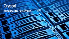  Presentation with data center - Beautiful PPT layouts featuring database security - close-up of hard drives backdrop and a ocean colored foreground