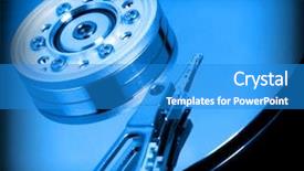  Presentation with hard disk - Cool new slide set with database security - fine image of close up backdrop and a teal colored foreground