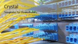  Presentation with server room - Colorful theme enhanced with database security - internet network server room backdrop and a yellow colored foreground